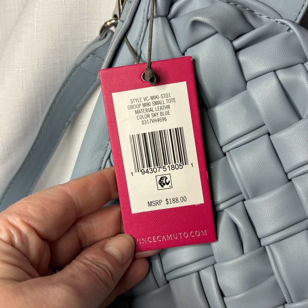 Vince Camuto Leather Miki Small Tote in Sky Blue NWT - Picture 4 of 9